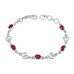 Ruby CZ Summer Solstice Slim Red Silver Links Bracelet