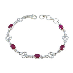 Ruby CZ Summer Solstice Slim Red Silver Links Bracelet