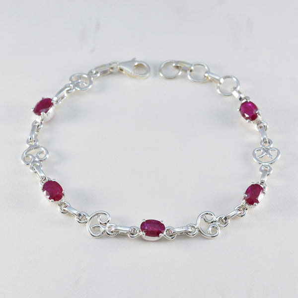 Ruby CZ Summer Solstice Slim Red Silver Links Bracelet