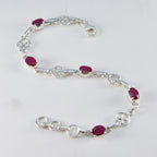 Ruby CZ Summer Solstice Slim Red Silver Links Bracelet