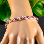 Ruby CZ Super Bowl Tiny Red Sterling Silver Links Bracelet