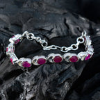 Ruby CZ Super Bowl Tiny Red Sterling Silver Links Bracelet