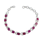Ruby CZ Super Bowl Tiny Red Sterling Silver Links Bracelet