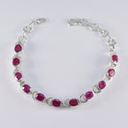 Ruby CZ Super Bowl Tiny Red Sterling Silver Links Bracelet