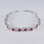 Ruby CZ Super Bowl Tiny Red Sterling Silver Links Bracelet