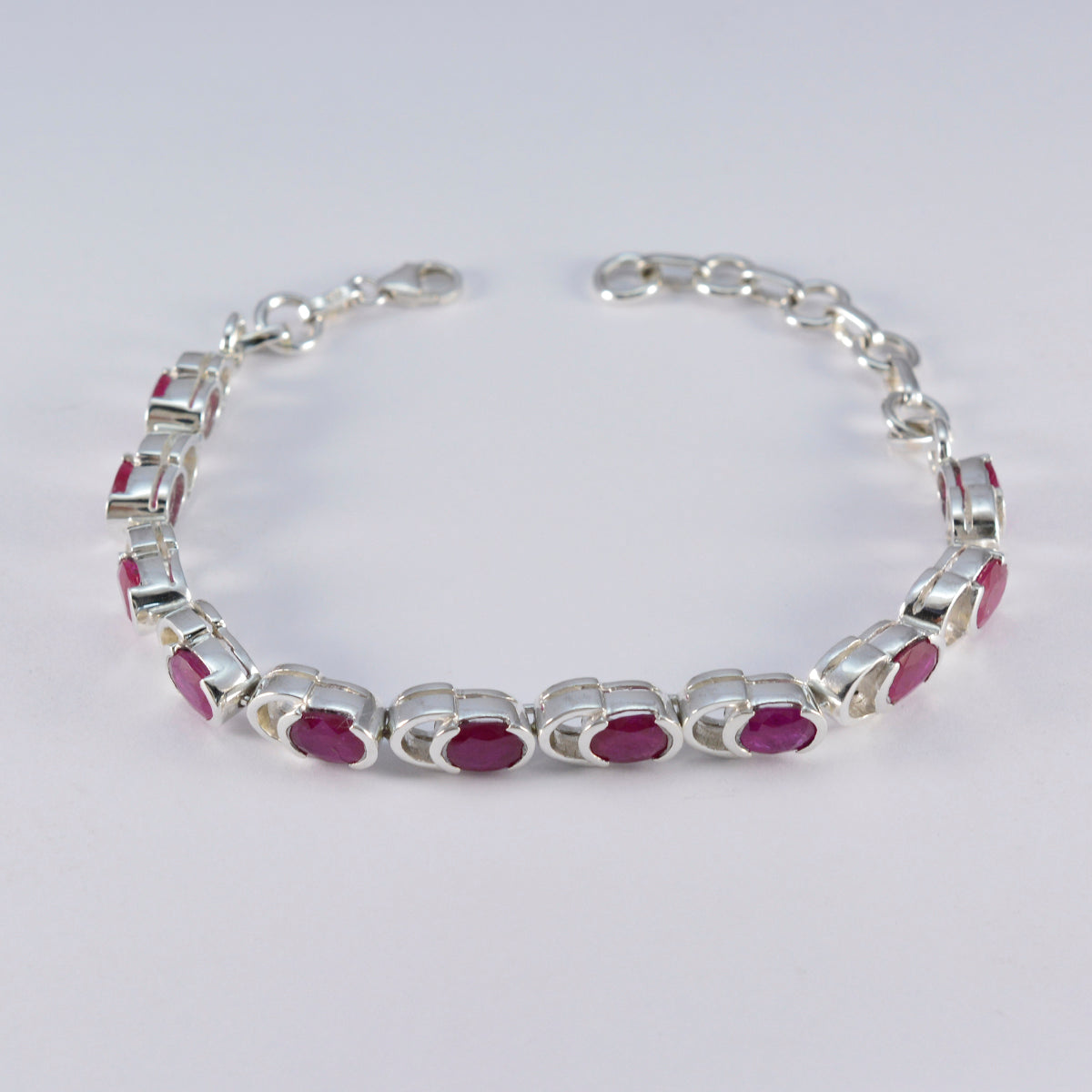 Ruby CZ Super Bowl Tiny Red Sterling Silver Links Bracelet