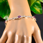 Indian Ruby Super Bowl Sunday Tiny Red 925 Silver Links Bracelet