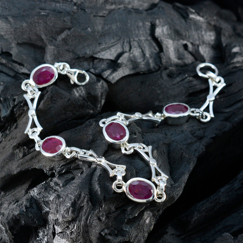 Indian Ruby Super Bowl Sunday Tiny Red 925 Silver Links Bracelet