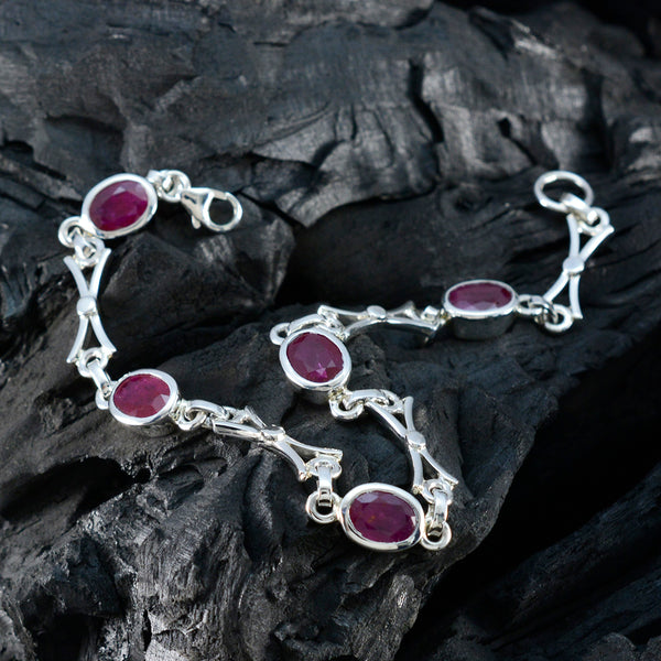 Indian Ruby Super Bowl Sunday Tiny Red 925 Silver Links Bracelet