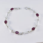 Indian Ruby Super Bowl Sunday Tiny Red 925 Silver Links Bracelet