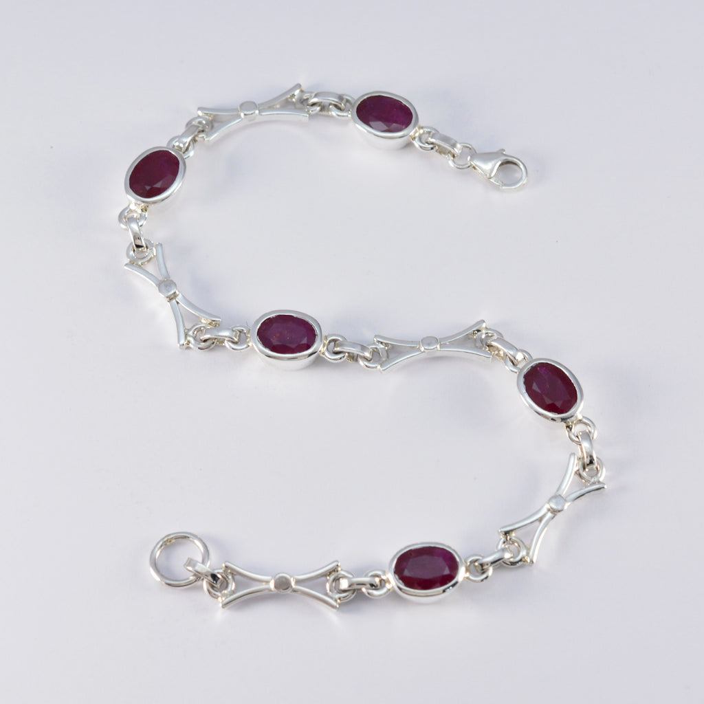 Indian Ruby Super Bowl Sunday Tiny Red 925 Silver Links Bracelet