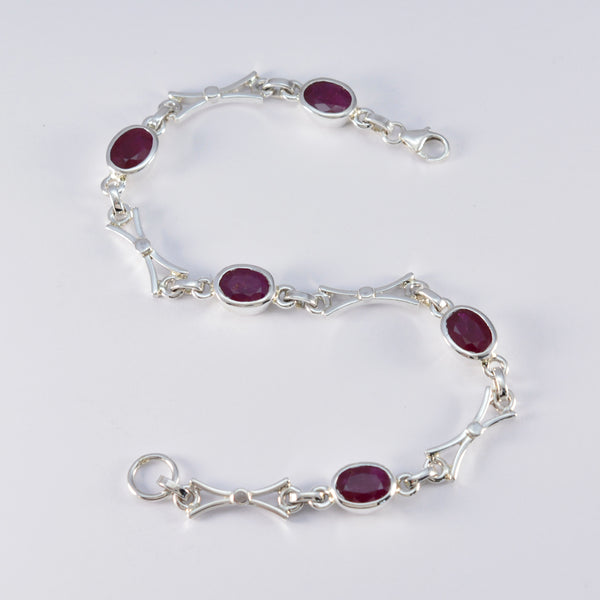 Indian Ruby Super Bowl Sunday Tiny Red 925 Silver Links Bracelet