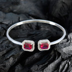 Ruby CZ Surprise Gift Tiny Red Sterling Silver Bangle Bracelet