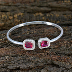 Ruby CZ Surprise Gift Tiny Red Sterling Silver Bangle Bracelet
