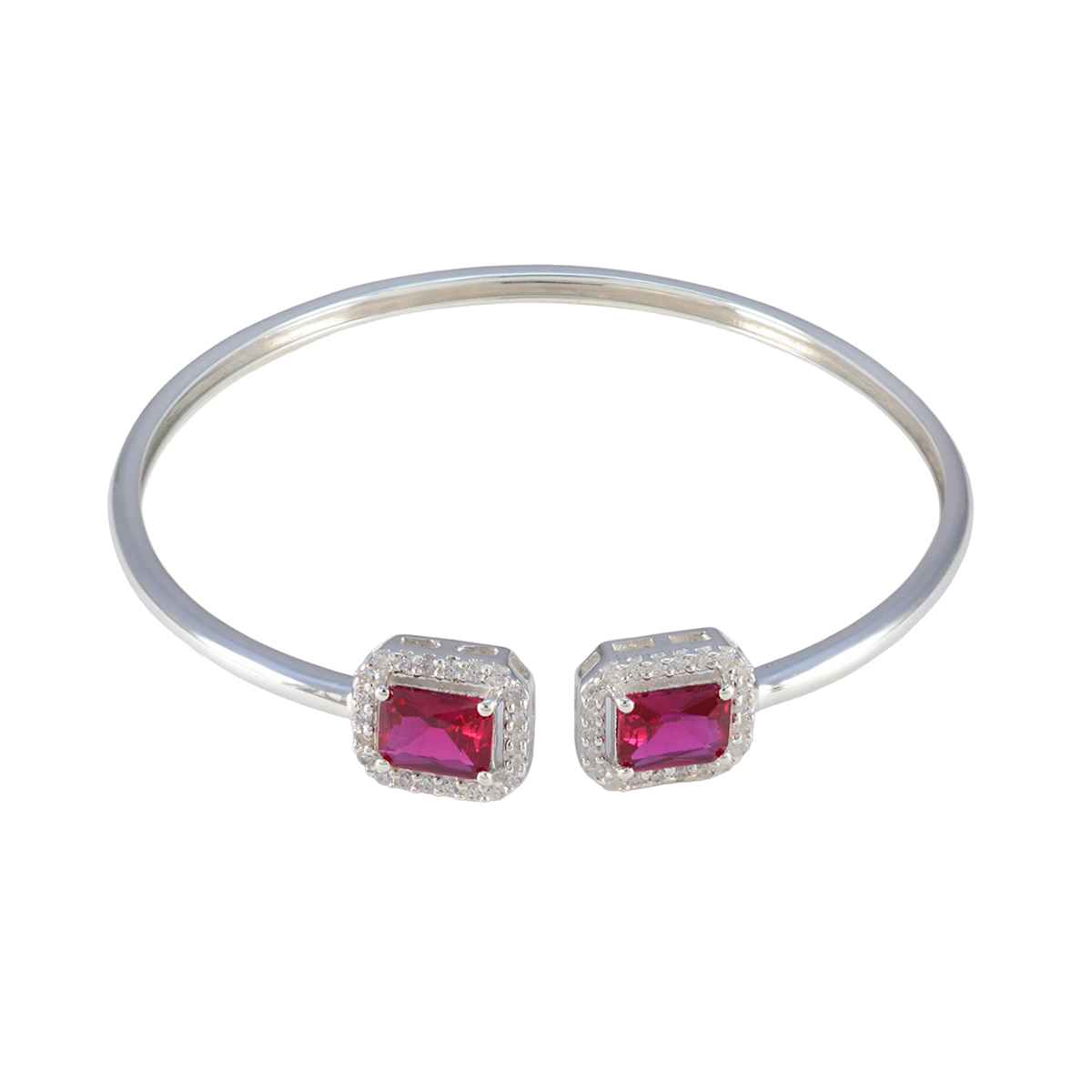 Ruby CZ Surprise Gift Tiny Red Sterling Silver Bangle Bracelet Main image