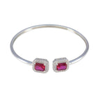 Ruby CZ Surprise Gift Tiny Red Sterling Silver Bangle Bracelet