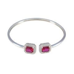 Ruby CZ Surprise Gift Tiny Red Sterling Silver Bangle Bracelet