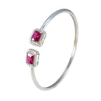 Ruby CZ Surprise Gift Tiny Red Sterling Silver Bangle Bracelet