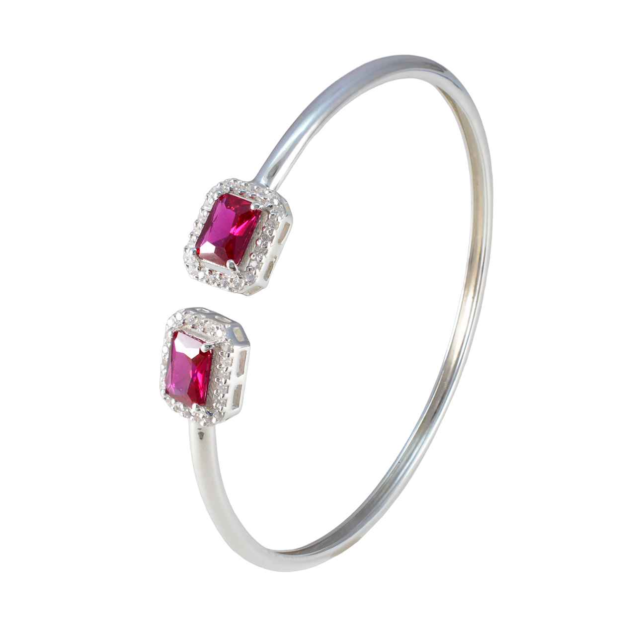Ruby CZ Surprise Gift Tiny Red Sterling Silver Bangle Bracelet