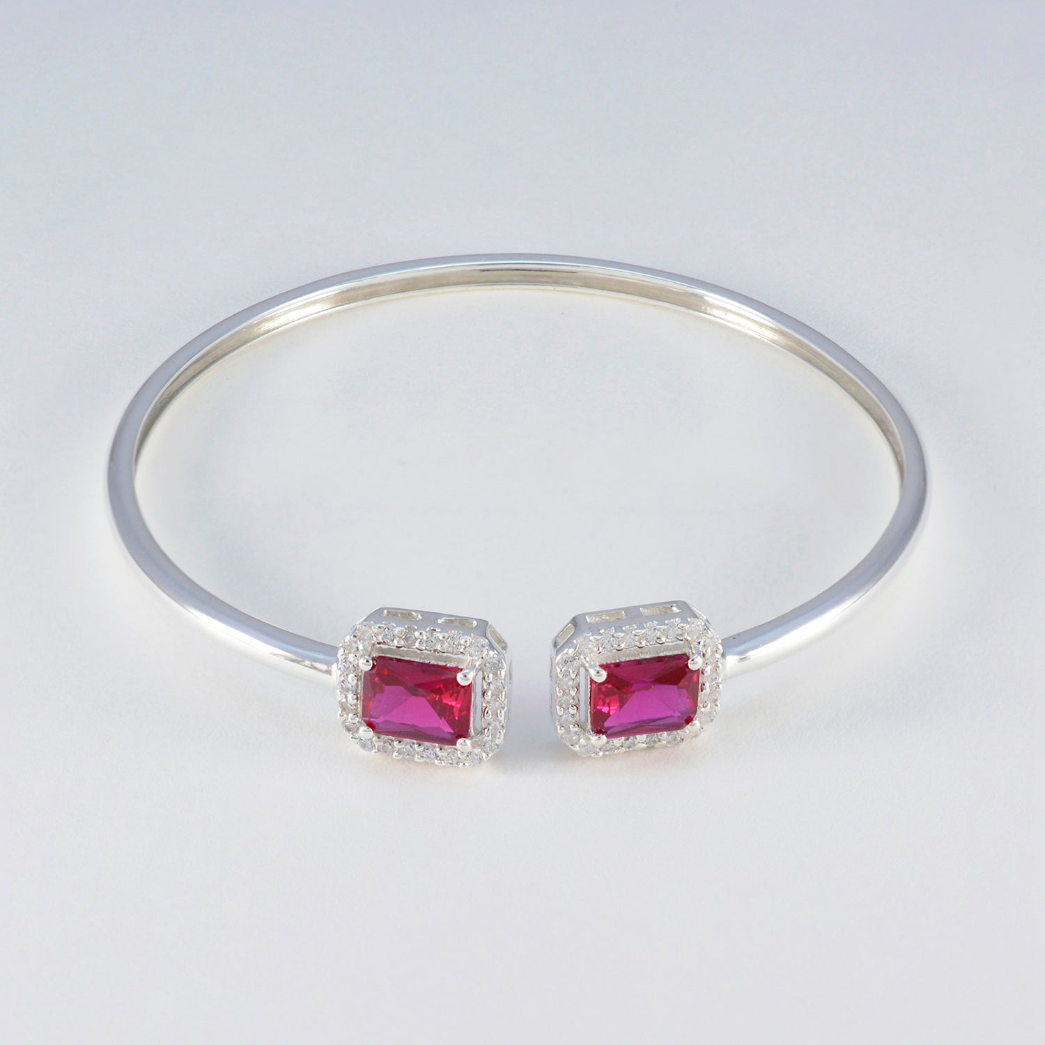 Ruby CZ Surprise Gift Tiny Red Sterling Silver Bangle Bracelet