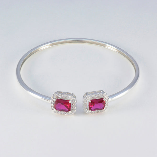 Ruby CZ Surprise Gift Tiny Red Sterling Silver Bangle Bracelet