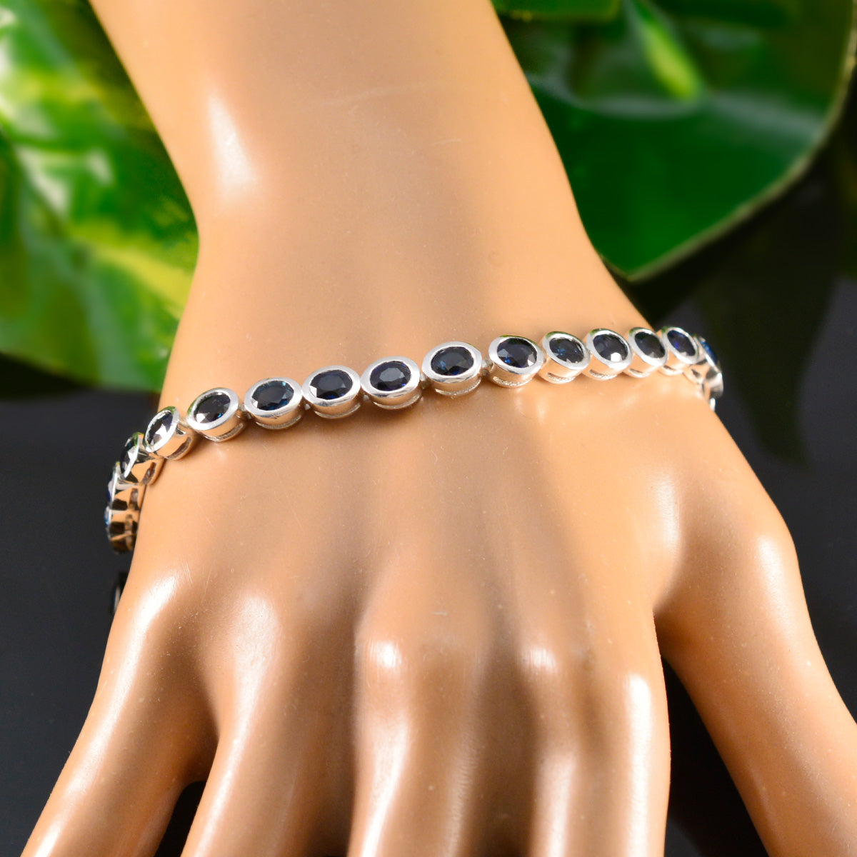 Blue Supphire CZ Tea Day Minimal Blue Silver Tennis Bracelet