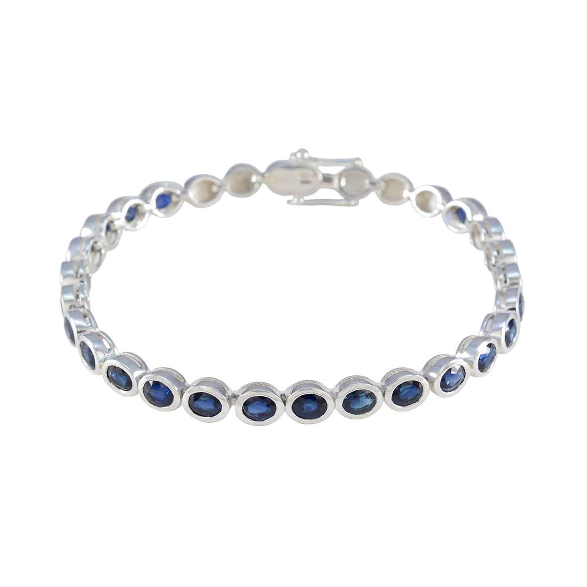Blue Supphire CZ Tea Day Minimal Blue Silver Tennis Bracelet
