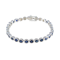 Blue Supphire CZ Tea Day Minimal Blue Silver Tennis Bracelet