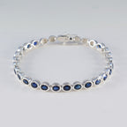 Blue Supphire CZ Tea Day Minimal Blue Silver Tennis Bracelet
