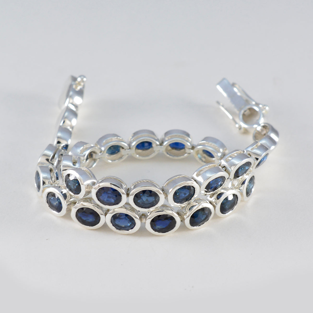Blue Supphire CZ Tea Day Minimal Blue Silver Tennis Bracelet