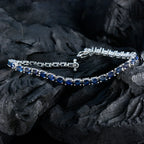 Blue Supphire CZ Teachers Day Tiny Blue Sterling Silver Tennis Bracelet