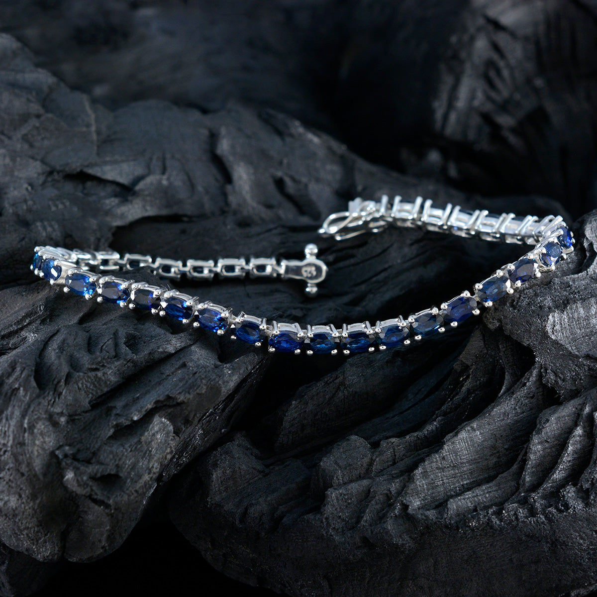 Blue Supphire CZ Teachers Day Tiny Blue Sterling Silver Tennis Bracelet