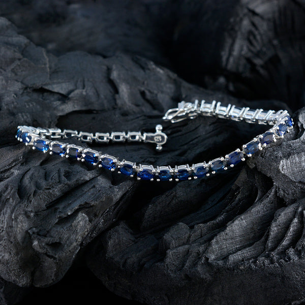 Blue Supphire CZ Teachers Day Tiny Blue Sterling Silver Tennis Bracelet
