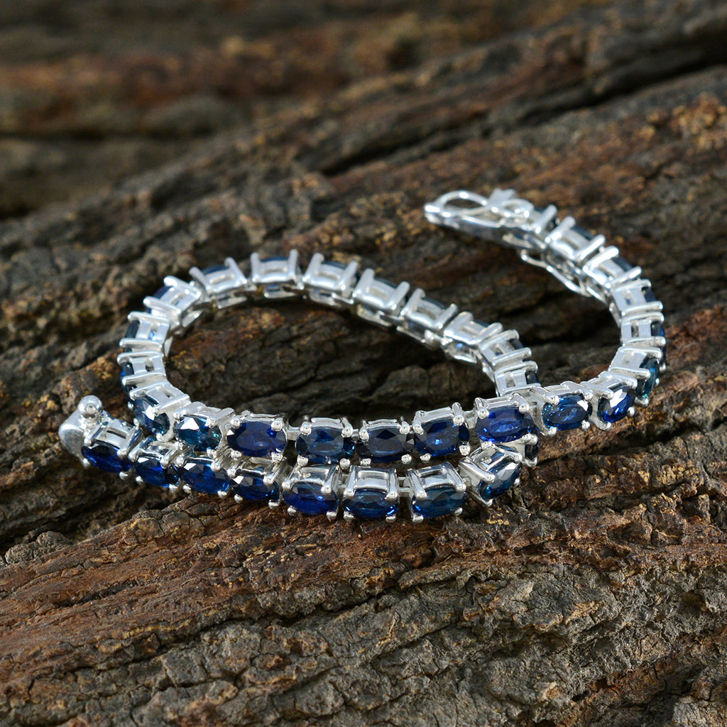 Blue Supphire CZ Teachers Day Tiny Blue Sterling Silver Tennis Bracelet