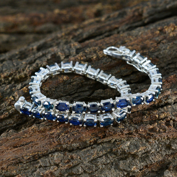 Blue Supphire CZ Teachers Day Tiny Blue Sterling Silver Tennis Bracelet