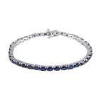 Blue Supphire CZ Teachers Day Tiny Blue Sterling Silver Tennis Bracelet
