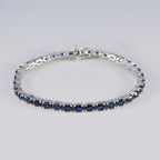 Blue Supphire CZ Teachers Day Tiny Blue Sterling Silver Tennis Bracelet