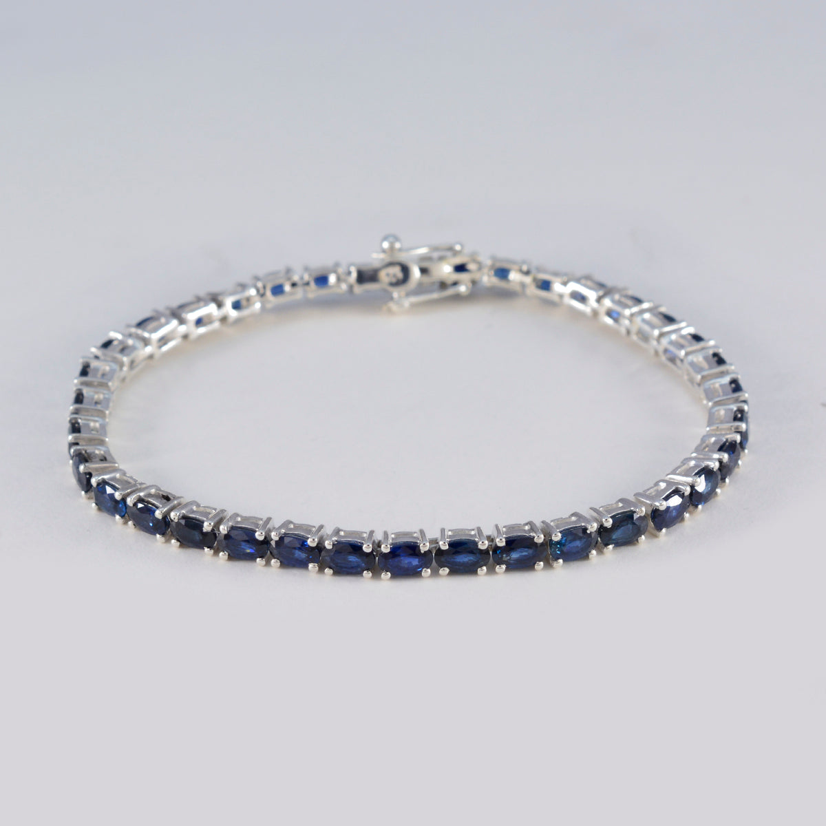 Blue Supphire CZ Teachers Day Tiny Blue Sterling Silver Tennis Bracelet