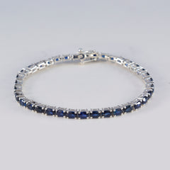 Blue Supphire CZ Teachers Day Tiny Blue Sterling Silver Tennis Bracelet