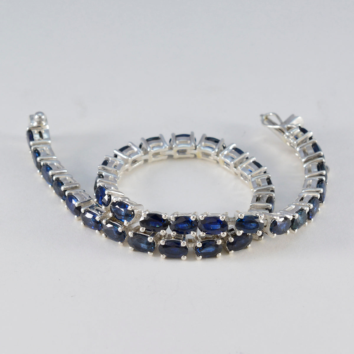 Blue Supphire CZ Teachers Day Tiny Blue Sterling Silver Tennis Bracelet