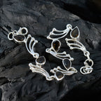 Smoky Quartz The First Day of Spring Minimal Brown Silver Links Bracelet