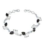 Smoky Quartz The First Day of Spring Minimal Brown Silver Links Bracelet