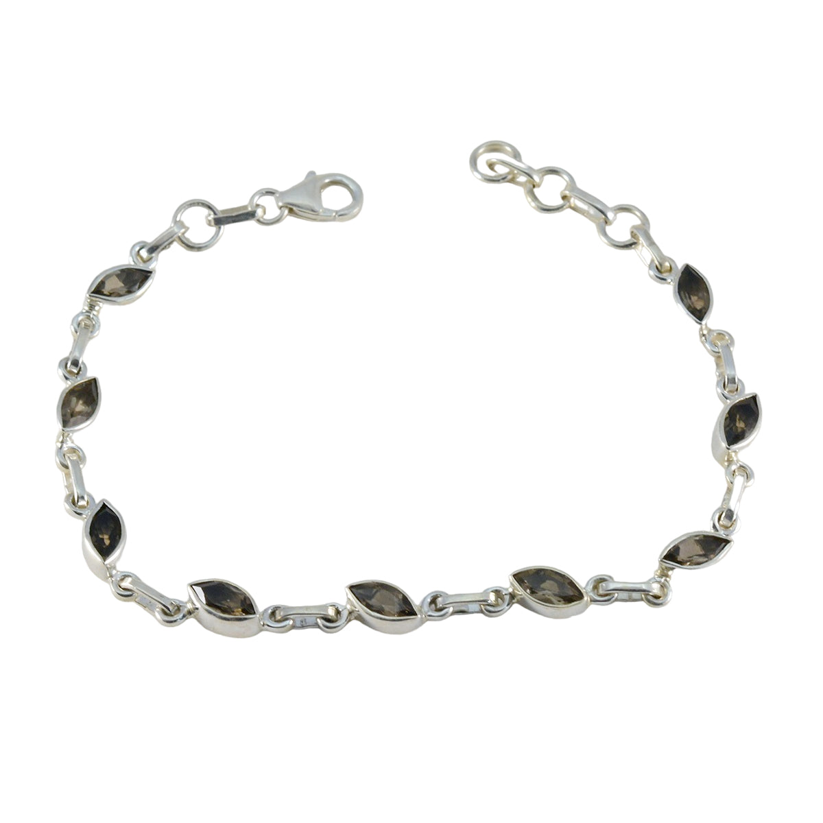 Smoky Quartz Treasure Tiny Brown 925 Silver Links Bracelet Main image