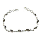 Smoky Quartz Treasure Tiny Brown 925 Silver Links Bracelet
