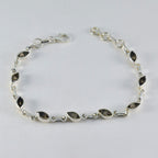 Smoky Quartz Treasure Tiny Brown 925 Silver Links Bracelet