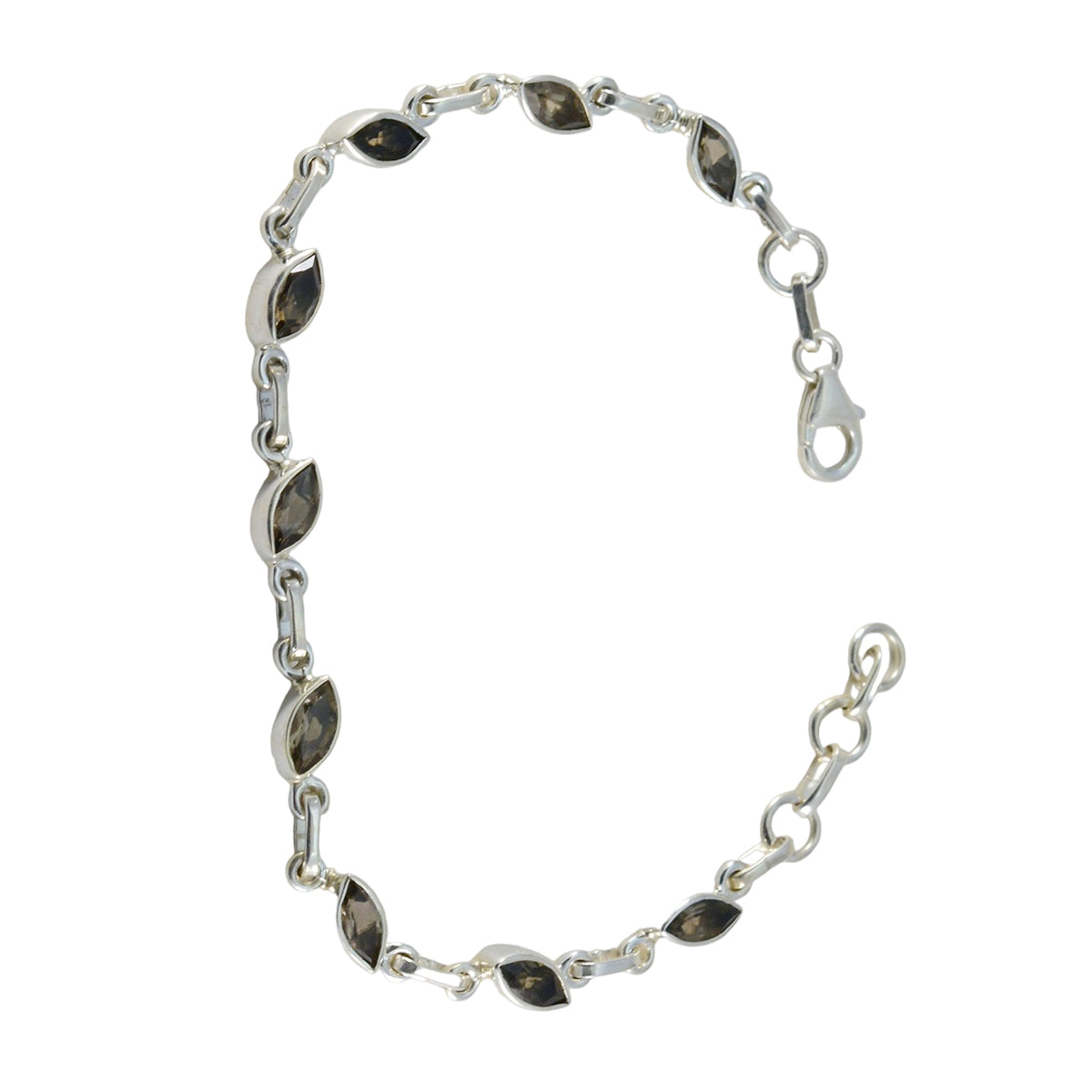 Smoky Quartz Treasure Tiny Brown 925 Silver Links Bracelet Второстепенное изображение товара