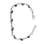 Smoky Quartz Treasure Tiny Brown 925 Silver Links Bracelet