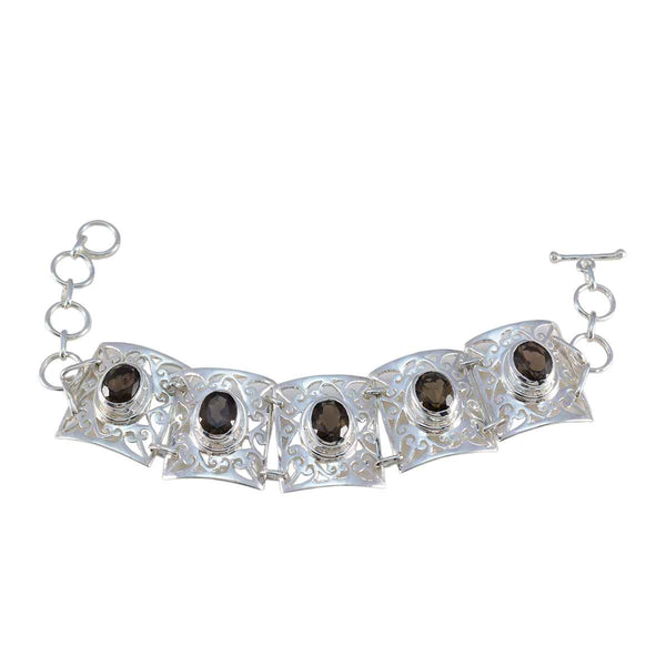 Smoky Quartz Veganuary Tiny Brown Sterling Silver Tennis Bracelet