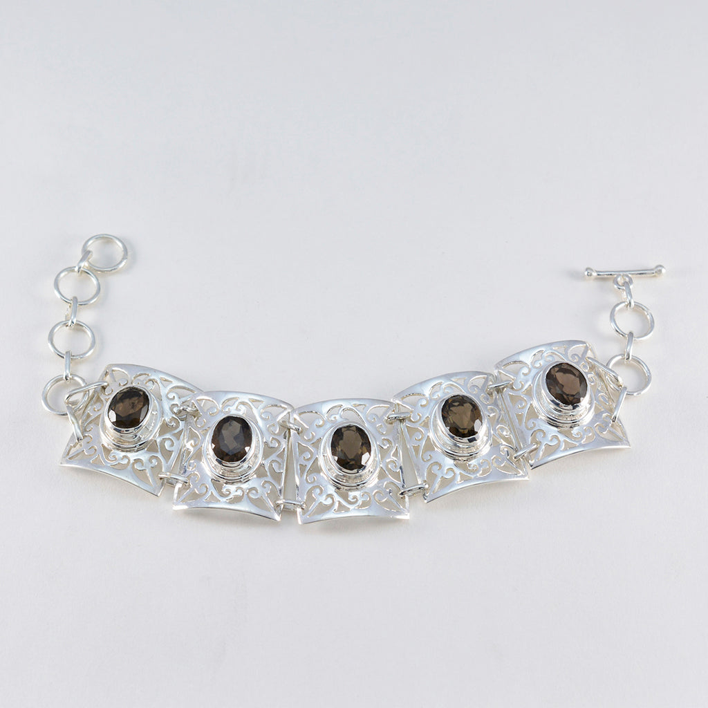 Smoky Quartz Veganuary Tiny Brown Sterling Silver Tennis Bracelet