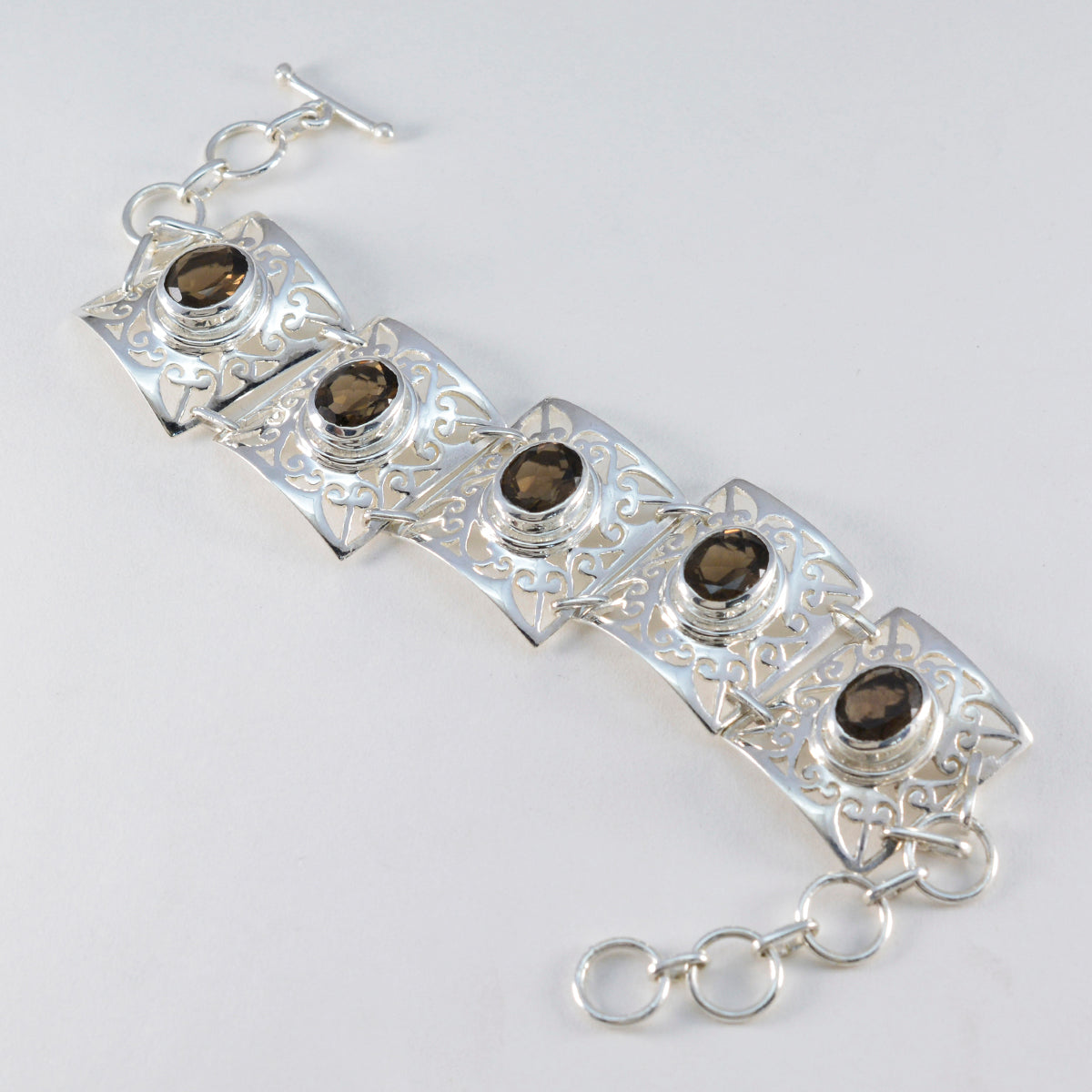 Smoky Quartz Veganuary Tiny Brown Sterling Silver Tennis Bracelet